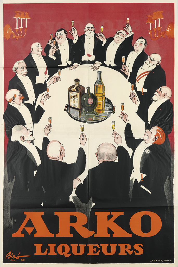 MIHALY BIRO (1886-1948). ARKO LIQUEURS. 1923. 74x49 inches, 188x125 cm. Abadie, Vienna.